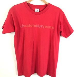 Calvin Klein Jeans Red T-Shirt, Crew Neck